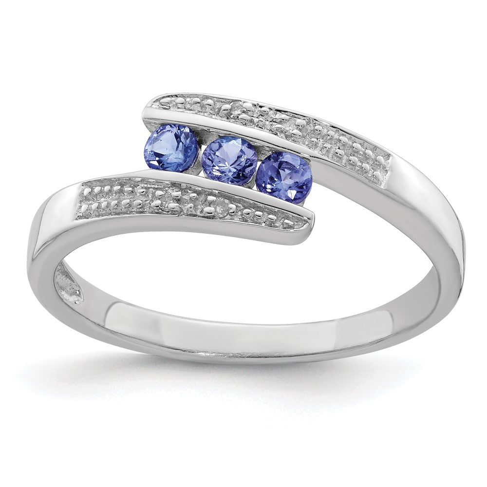 Sterling Silver Rhodium Tanzanite & Diam. Ring