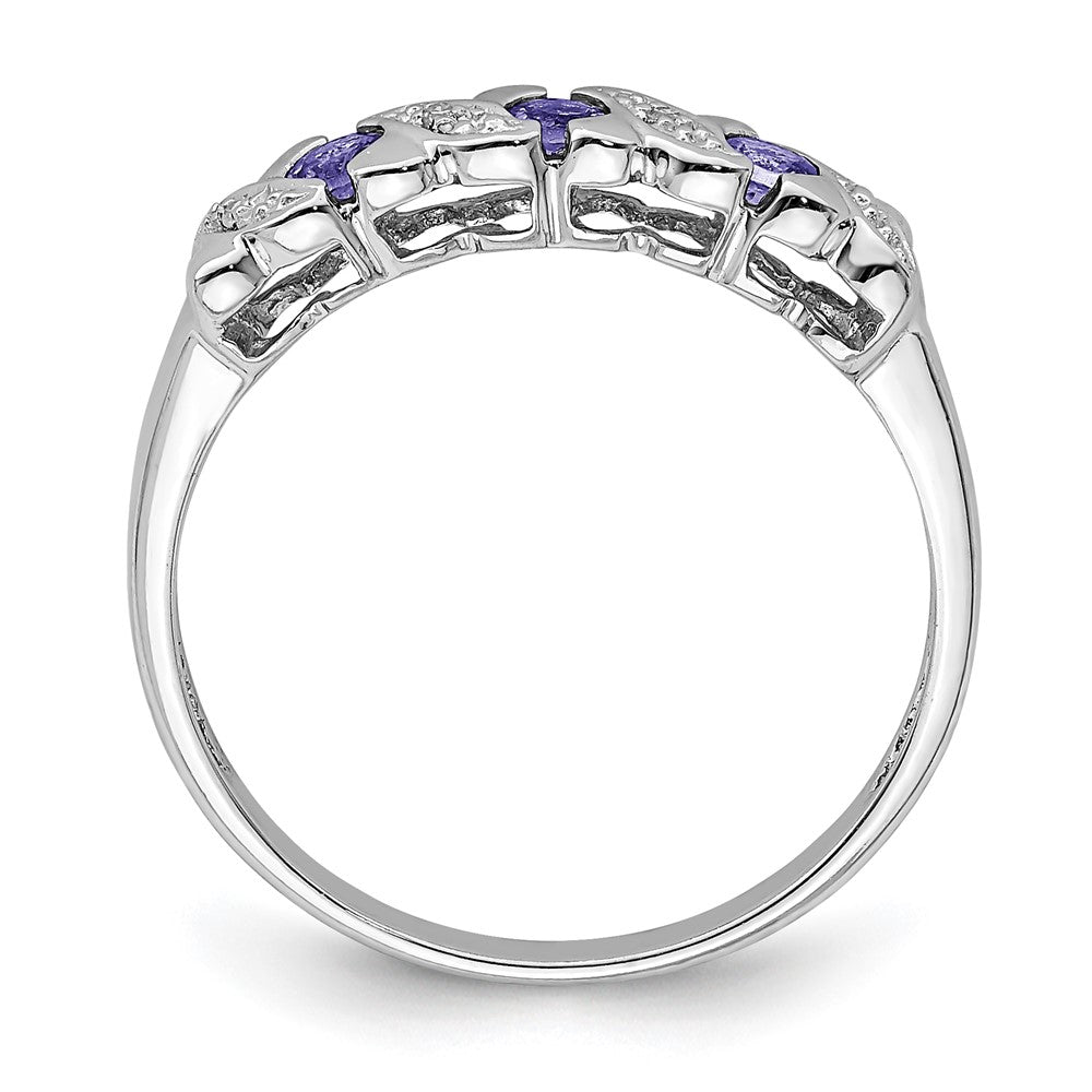 Sterling Silver Rhodium Tanzanite & Diam. Ring