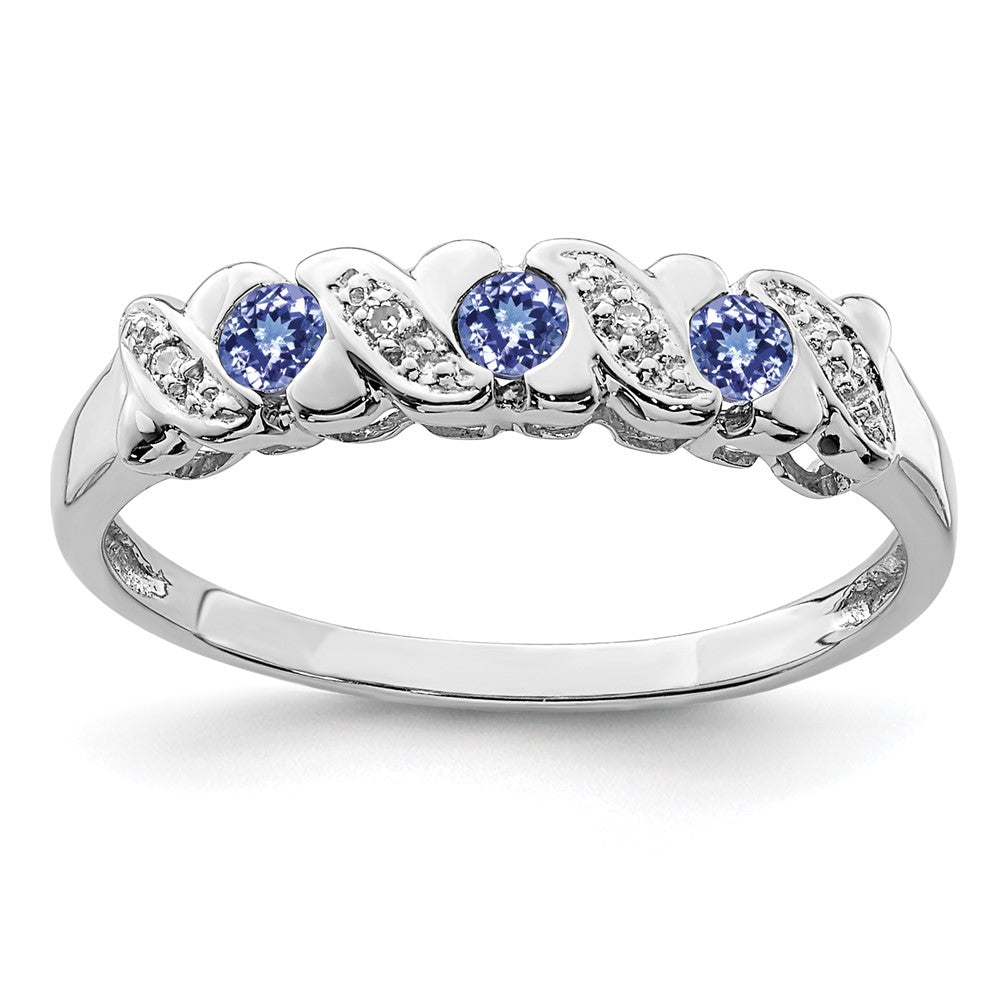 Sterling Silver Rhodium Tanzanite & Diam. Ring