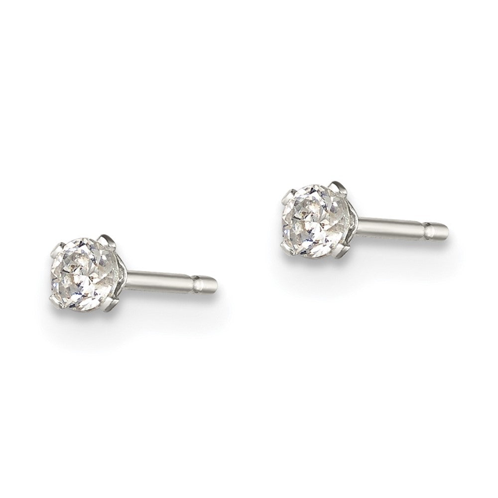 Sterling Silver Polished Round Snap Set CZ Stud Earrings