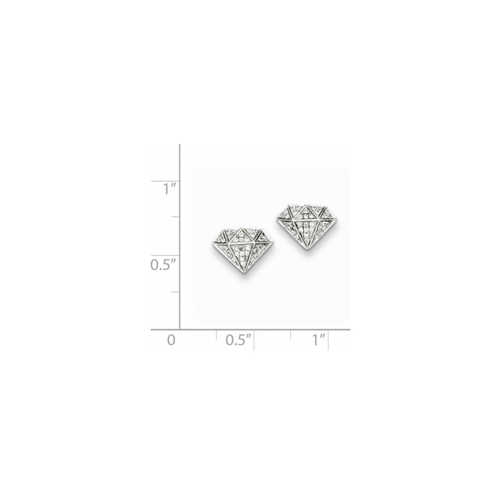 Sterling Silver Rhodium Diam. Screwback Post Earrings