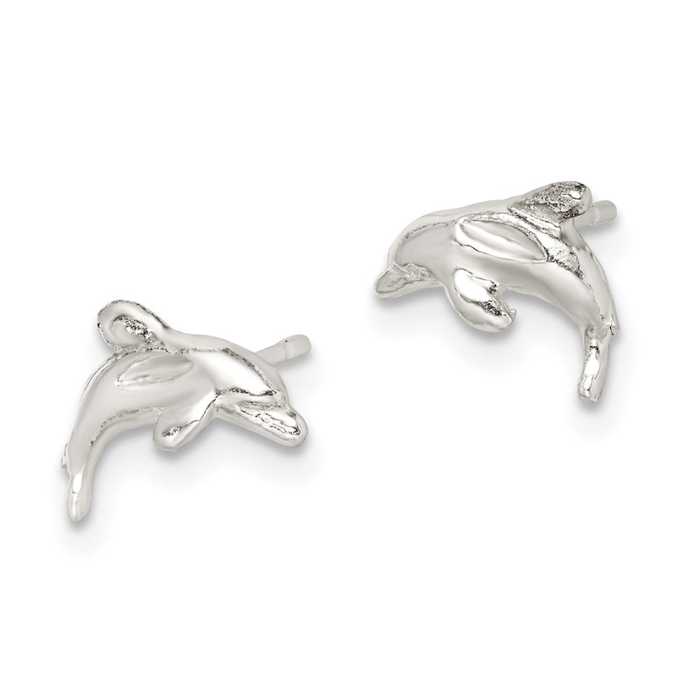 Sterling Silver Polished Dolphin Post Earrings