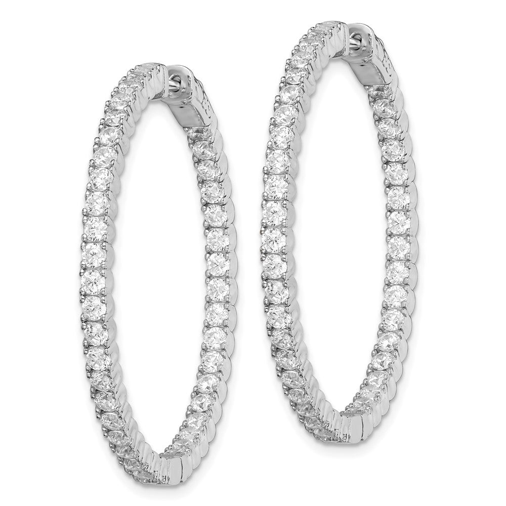 Sterling Shimmer Sterling Silver Rhodium-plated 80 Stone CZ In and Out Round Hinged Hoop Earrings