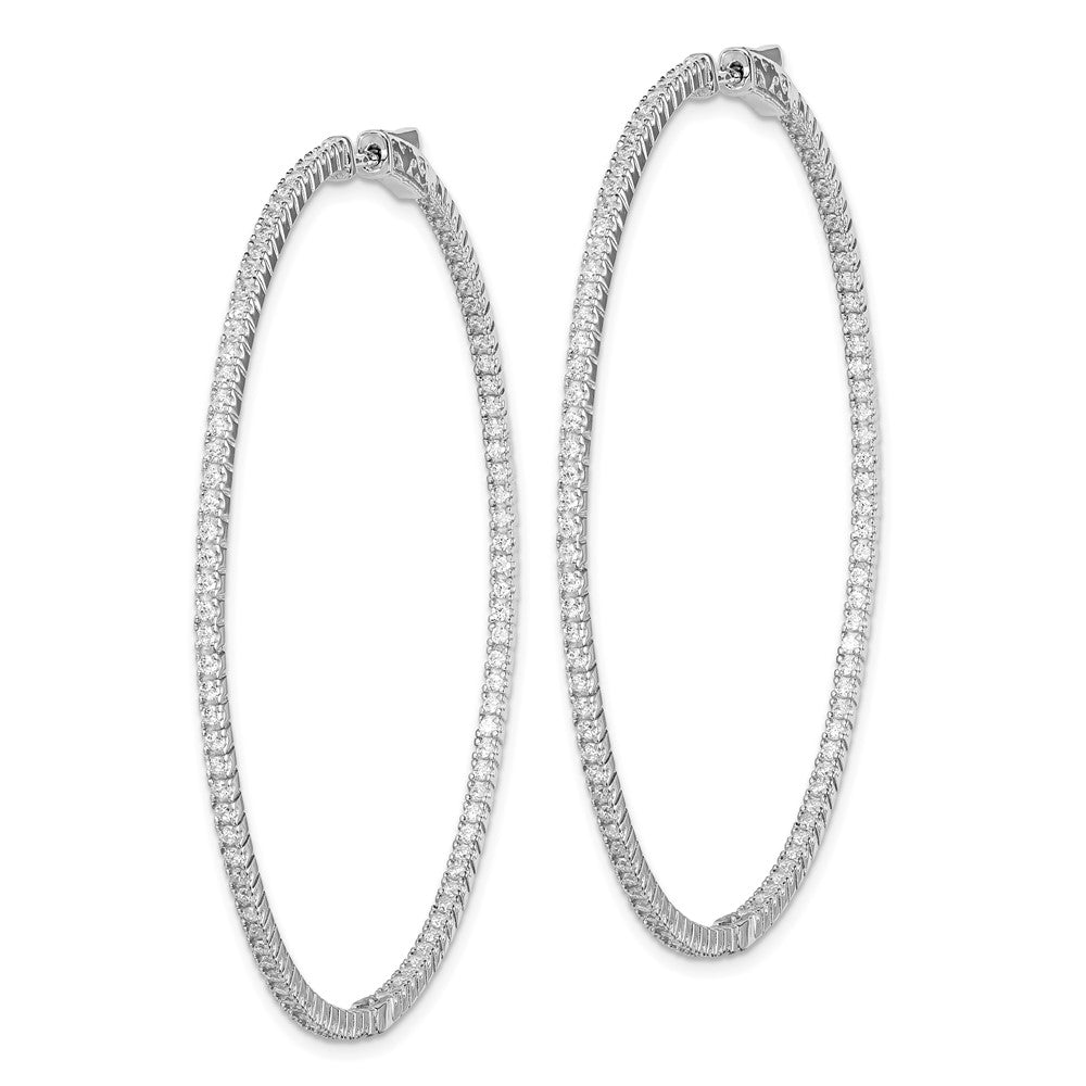 Sterling Shimmer Sterling Silver Rhodium-plated 194 Stone CZ In and Out Round Hinged Hoop Earrings