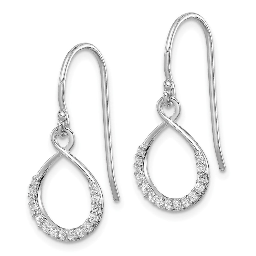 Sterling Silver Rhodium-plated CZ Infinity Shepherd Hook Earrings