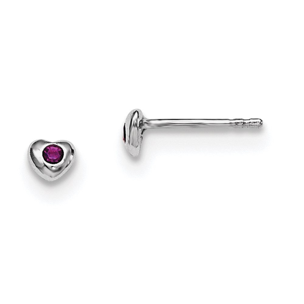 Sterling Silver Madi K Rhodium-plated Polished February Purple Preciosa Crystal Heart Post Earrings