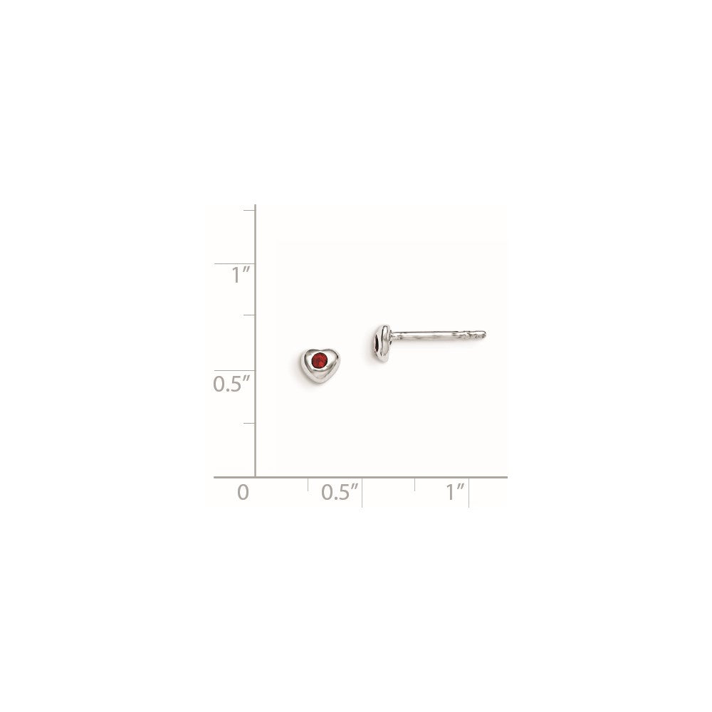 Sterling Silver Madi K Rhodium-plated Polished January Red Preciosa Crystal Heart Post Earrings