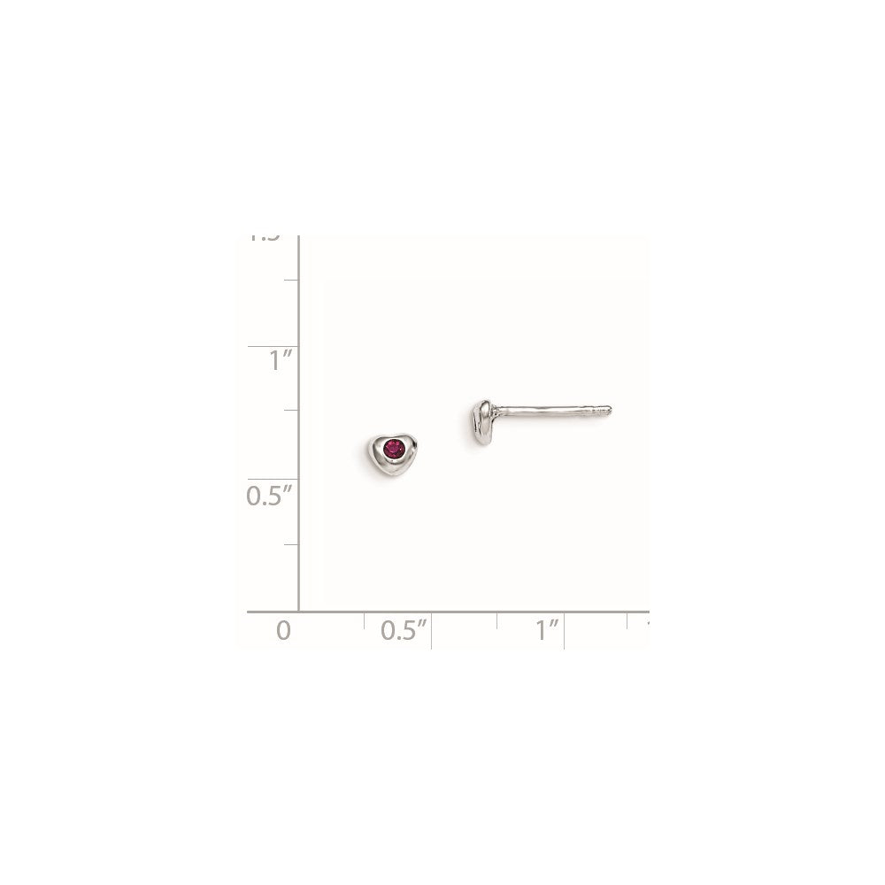 Sterling Silver Madi K Rhodium-plated Polished July Red Preciosa Crystal Heart Post Earrings