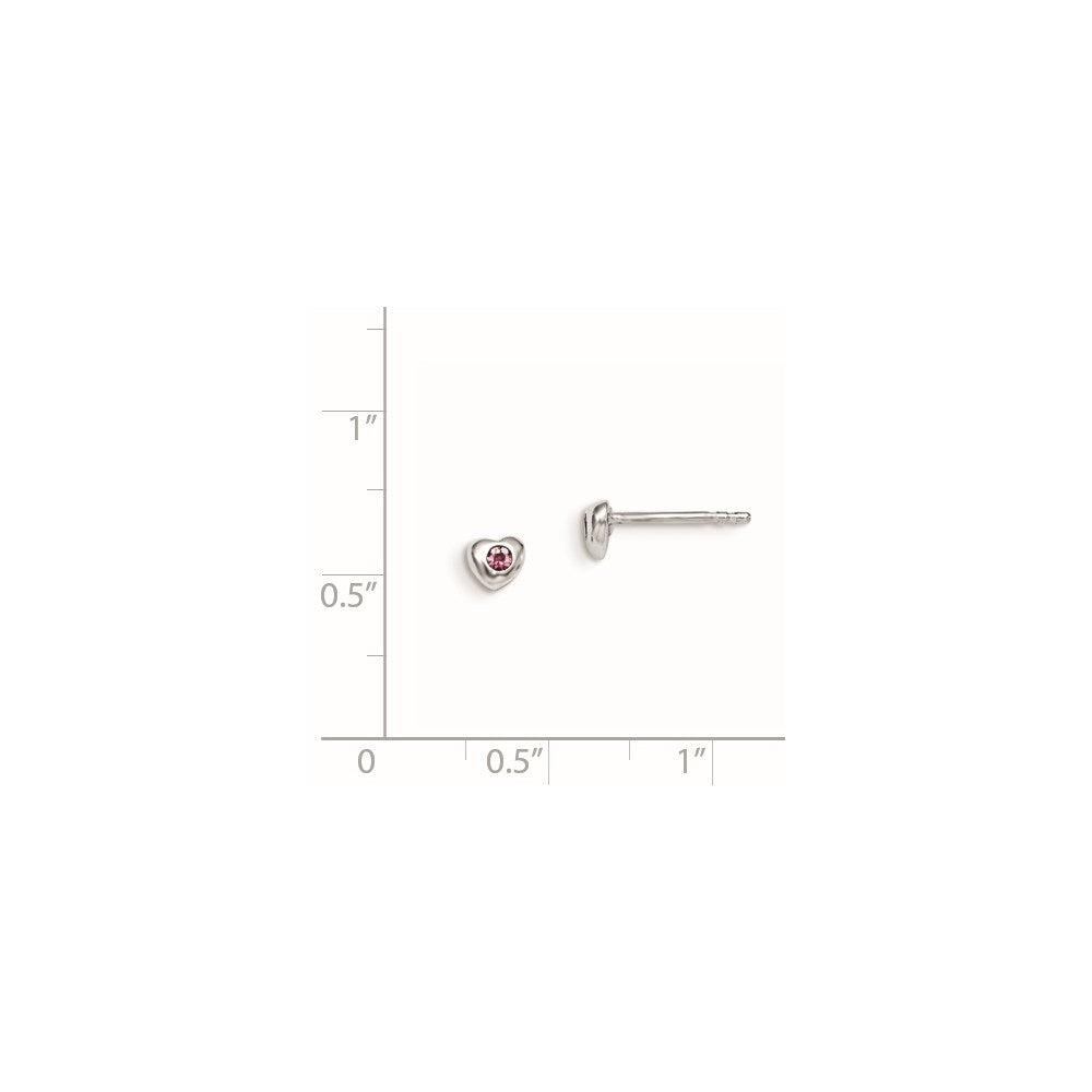 Sterling Silver Madi K Rhodium-plated Polished June Pink Preciosa Crystal Heart Post Earrings