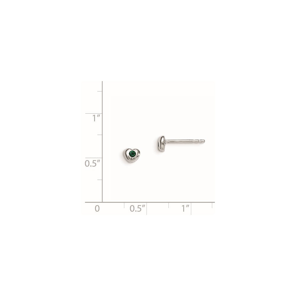 Sterling Silver Madi K Rhodium-plated Polished May Green Preciosa Crystal Heart Post Earrings