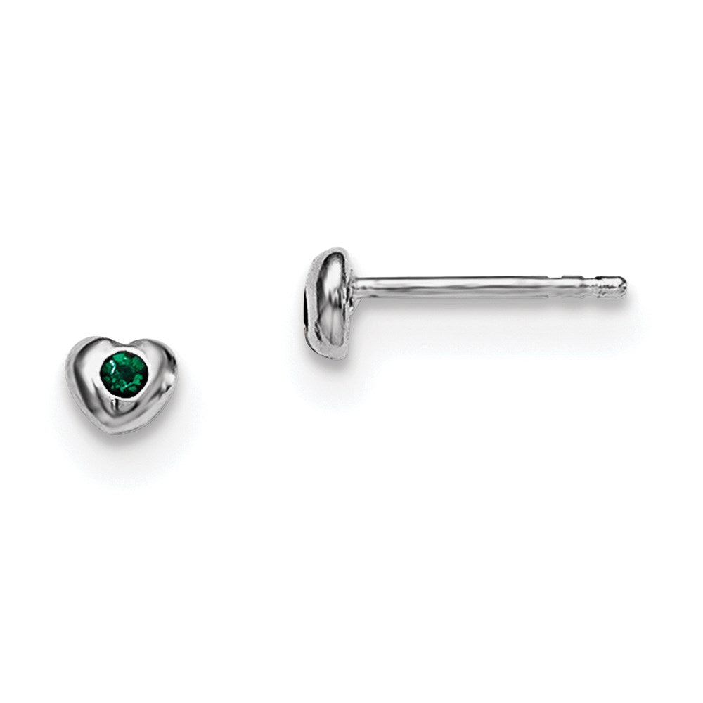 Sterling Silver Madi K Rhodium-plated Polished May Green Preciosa Crystal Heart Post Earrings
