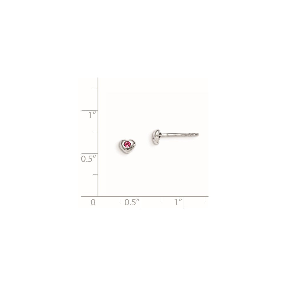 Sterling Silver Madi K Rhodium-plated Polished October Pink Preciosa Crystal Heart Post Earrings