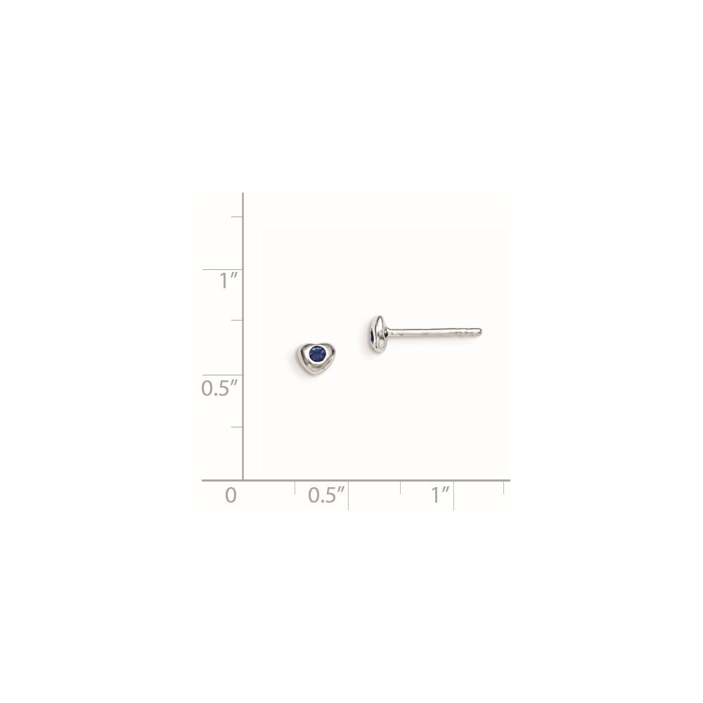 Sterling Silver Madi K Rhodium-plated Polished September Blue Preciosa Crystal Heart Post Earrings