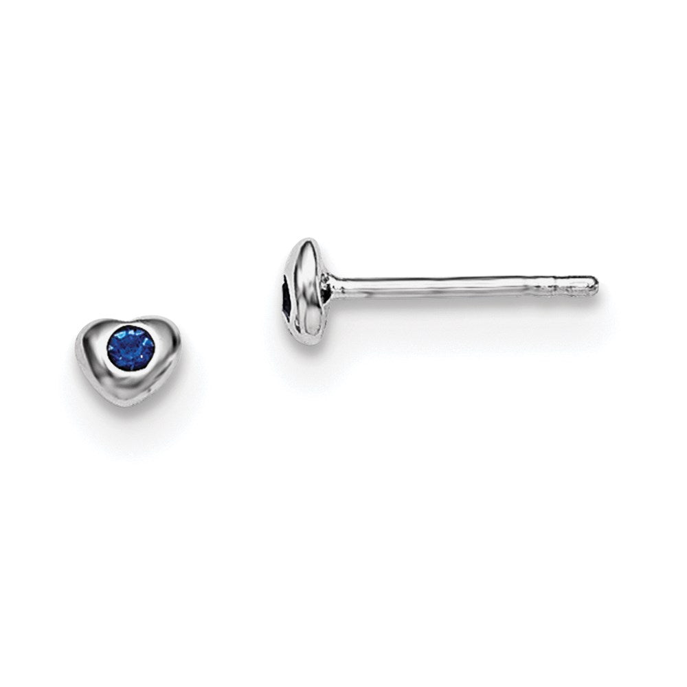 Sterling Silver Madi K Rhodium-plated Polished September Blue Preciosa Crystal Heart Post Earrings