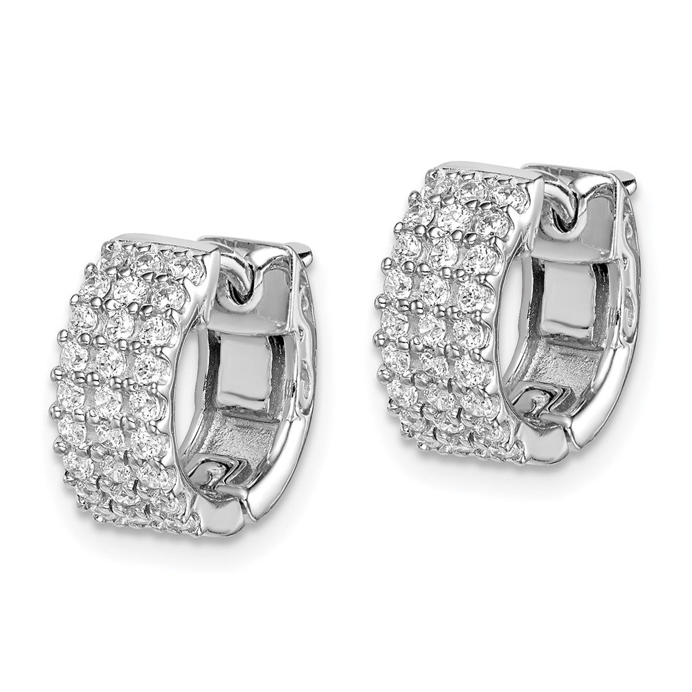 Sterling Shimmer Sterling Silver Rhodium-plated 54 Stone CZ Hinged Hoop Earrings