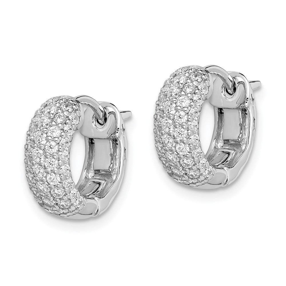 Sterling Shimmer Sterling Silver Rhodium-plated 82 Stone PavÂ CZ Hinged Hoop Earrings