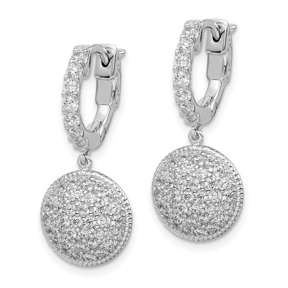 Sterling Shimmer Sterling Silver Rhodium-plated 88 Stone CZ PavÂ Circle Dangle Hinged Hoop Earrings