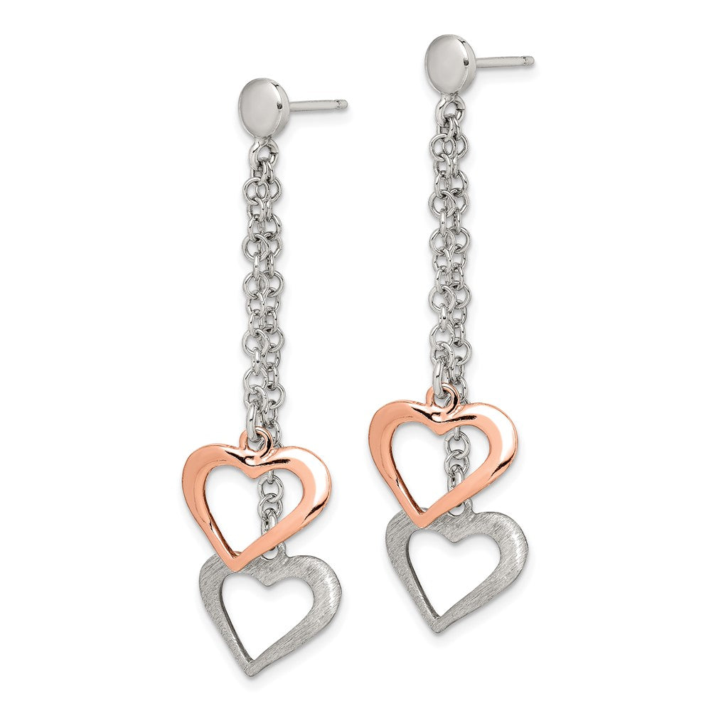 Sterling Silver Rose-tone Polished and Textured Earrings