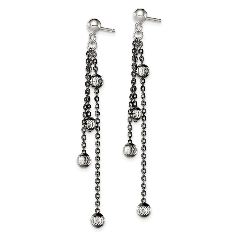 Sterling Silver & Ruthenium-plated Bead Dangle Post Earrings