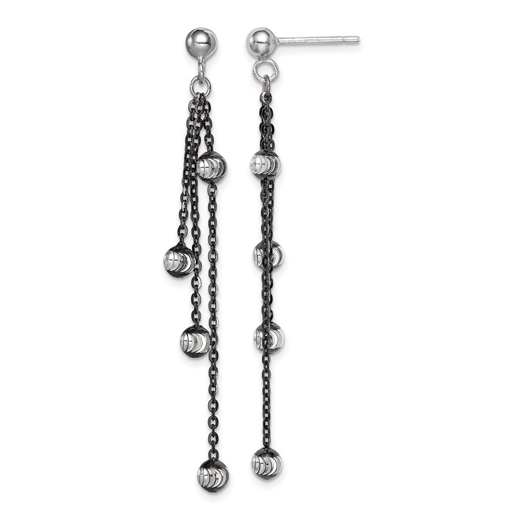 Sterling Silver & Ruthenium-plated Bead Dangle Post Earrings
