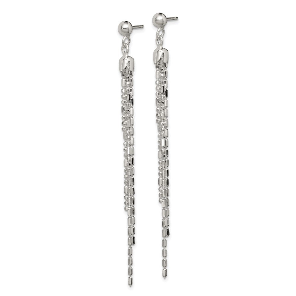 Sterling Silver Rhodium-plated Fancy Multi-strand Post Dangle Earrings