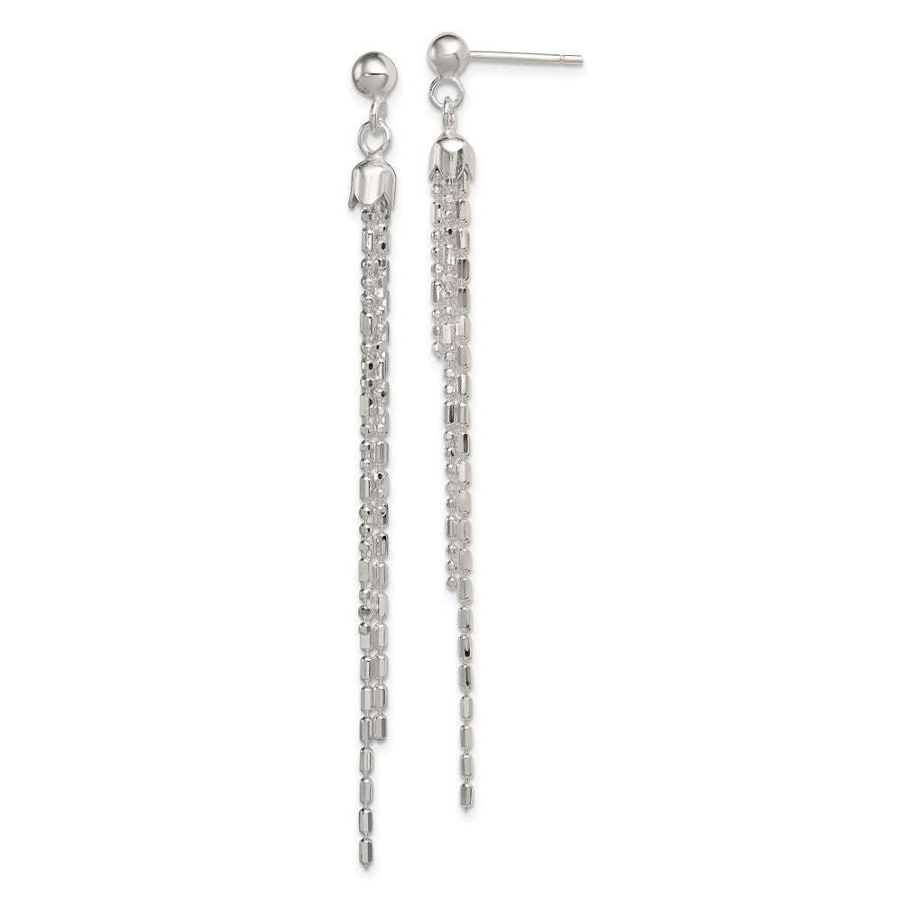 Sterling Silver Rhodium-plated Fancy Multi-strand Post Dangle Earrings