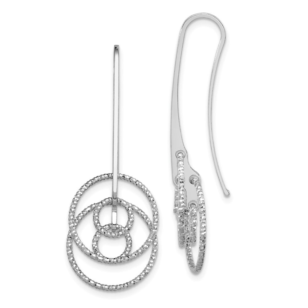 Sterling Silver Rhodium-plated D/C Fancy Circles Dangle Earrings