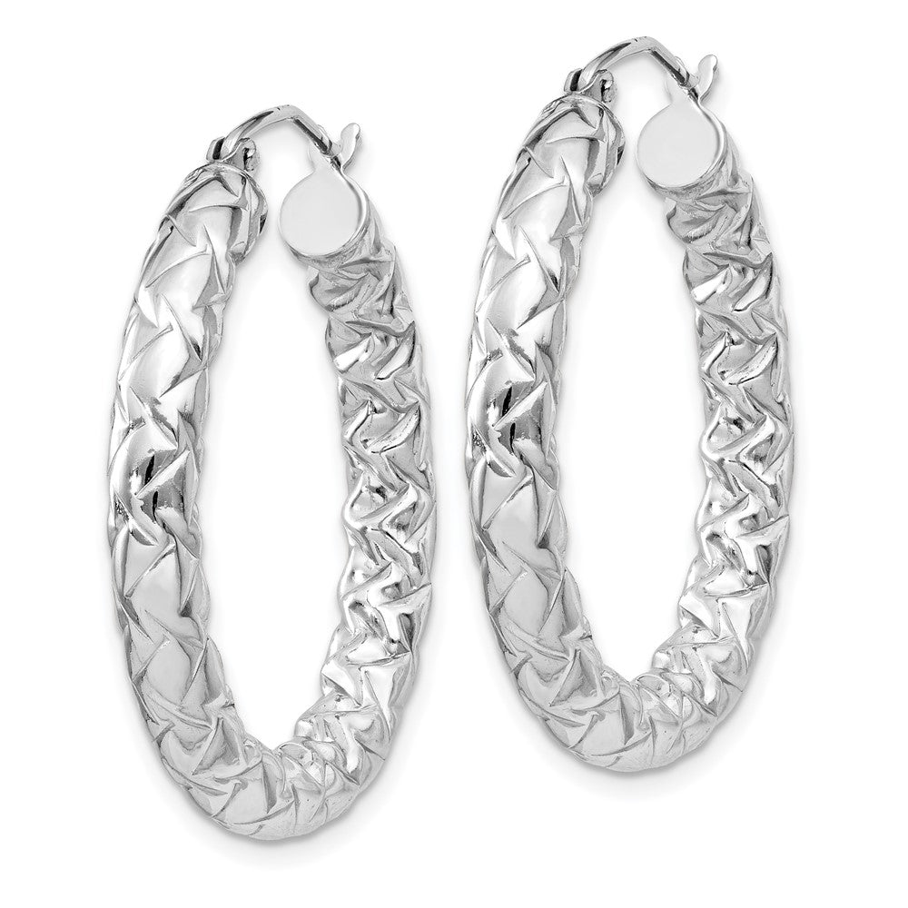 Sterling Silver Rhodium-plated Textured 4x Hoop Earrings