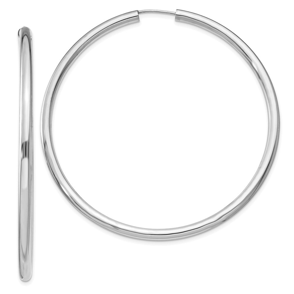 Sterling Silver Rhodium-plated 3x Endless Tube Hoop Earrings