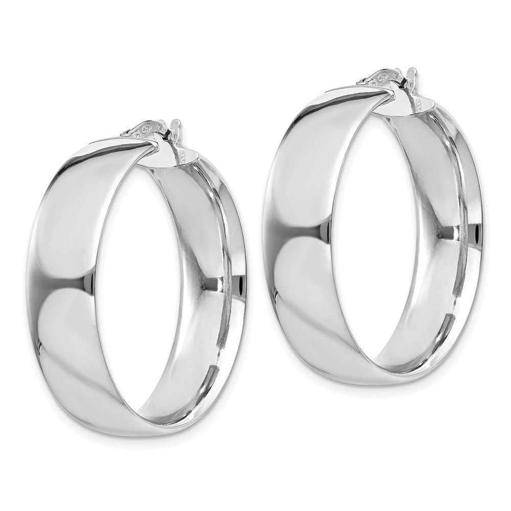 Sterling Silver Rhodium-plated 7x Hoop Earrings