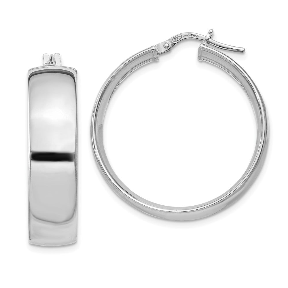 Sterling Silver Rhodium-plated 7x Hoop Earrings