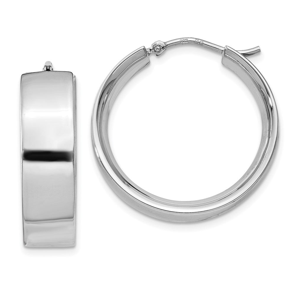 Sterling Silver Rhodium-plated 6.75x Hoop Earrings