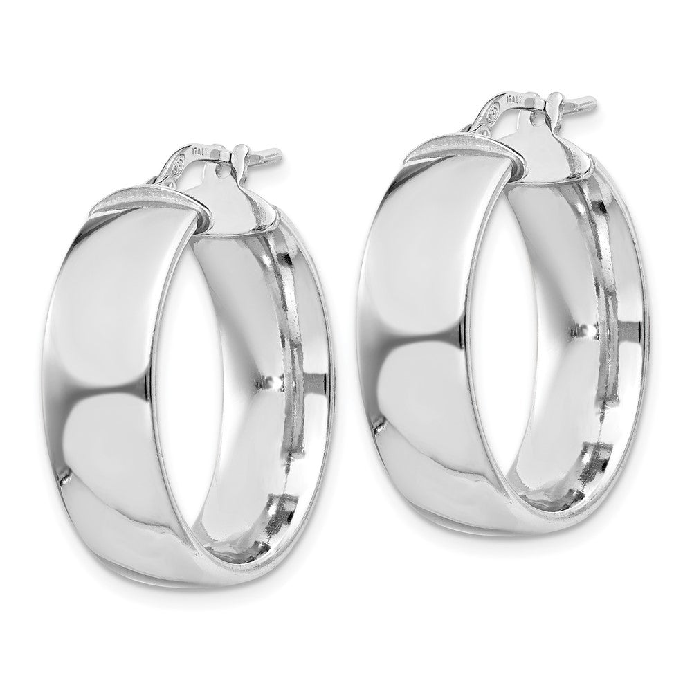 Sterling Silver Rhodium-plated 7.5x Hoop Earrings