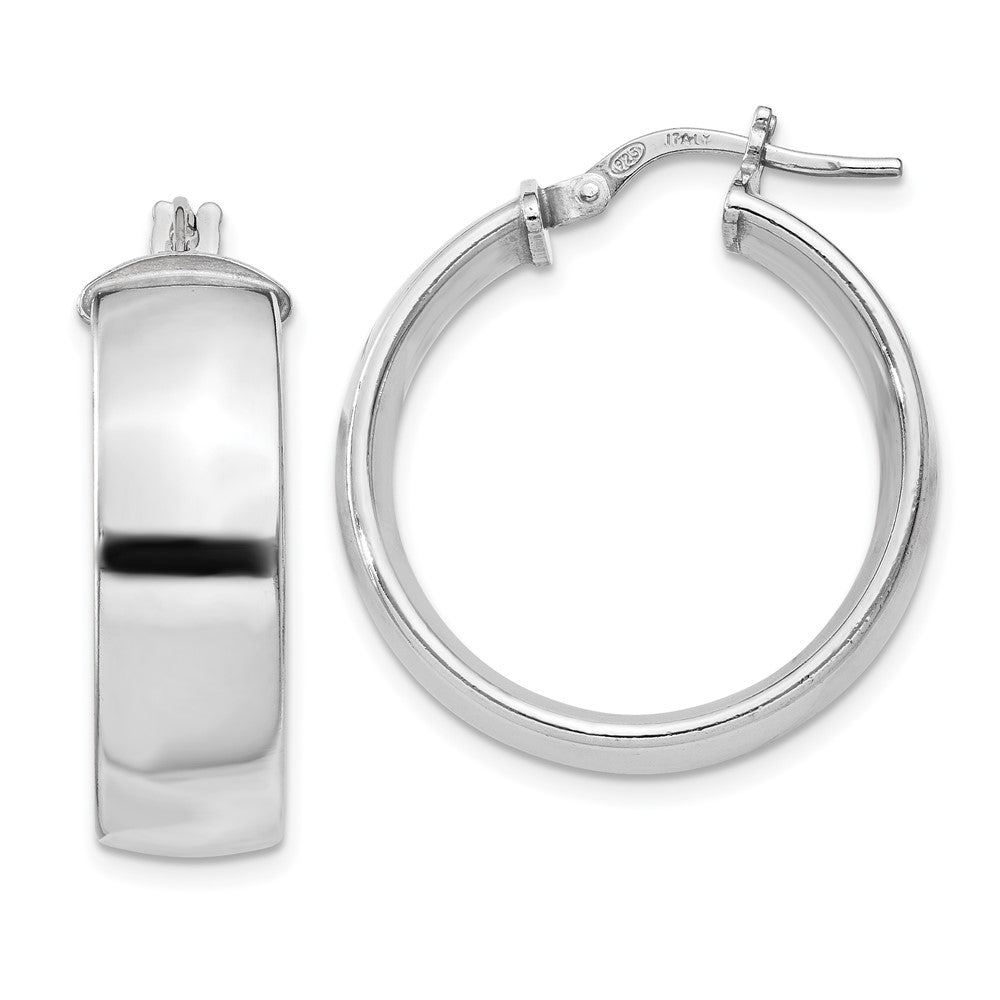 Sterling Silver Rhodium-plated 7.5x Hoop Earrings