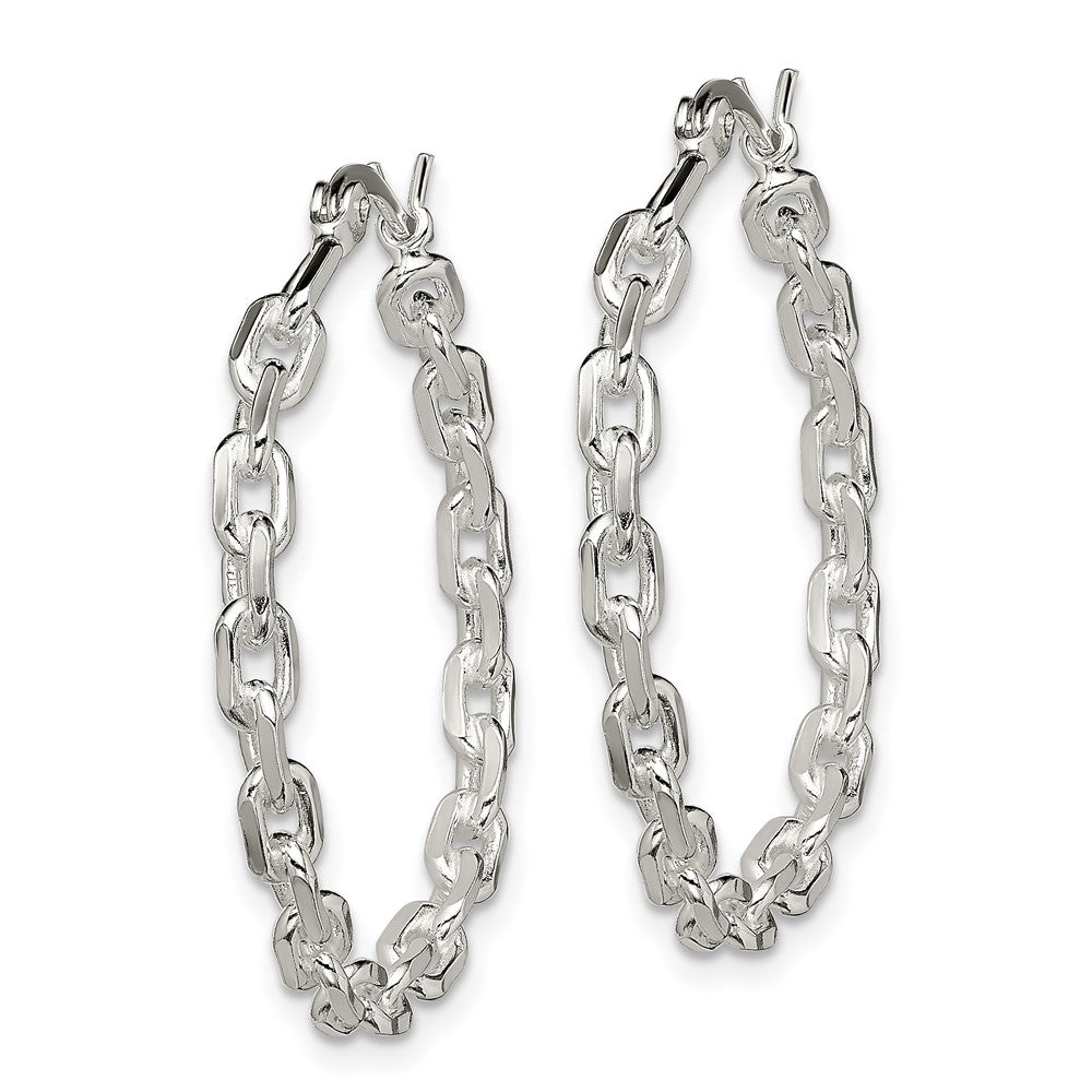 Sterling Silver Polished Cable Chain 3x Hoop Earrings