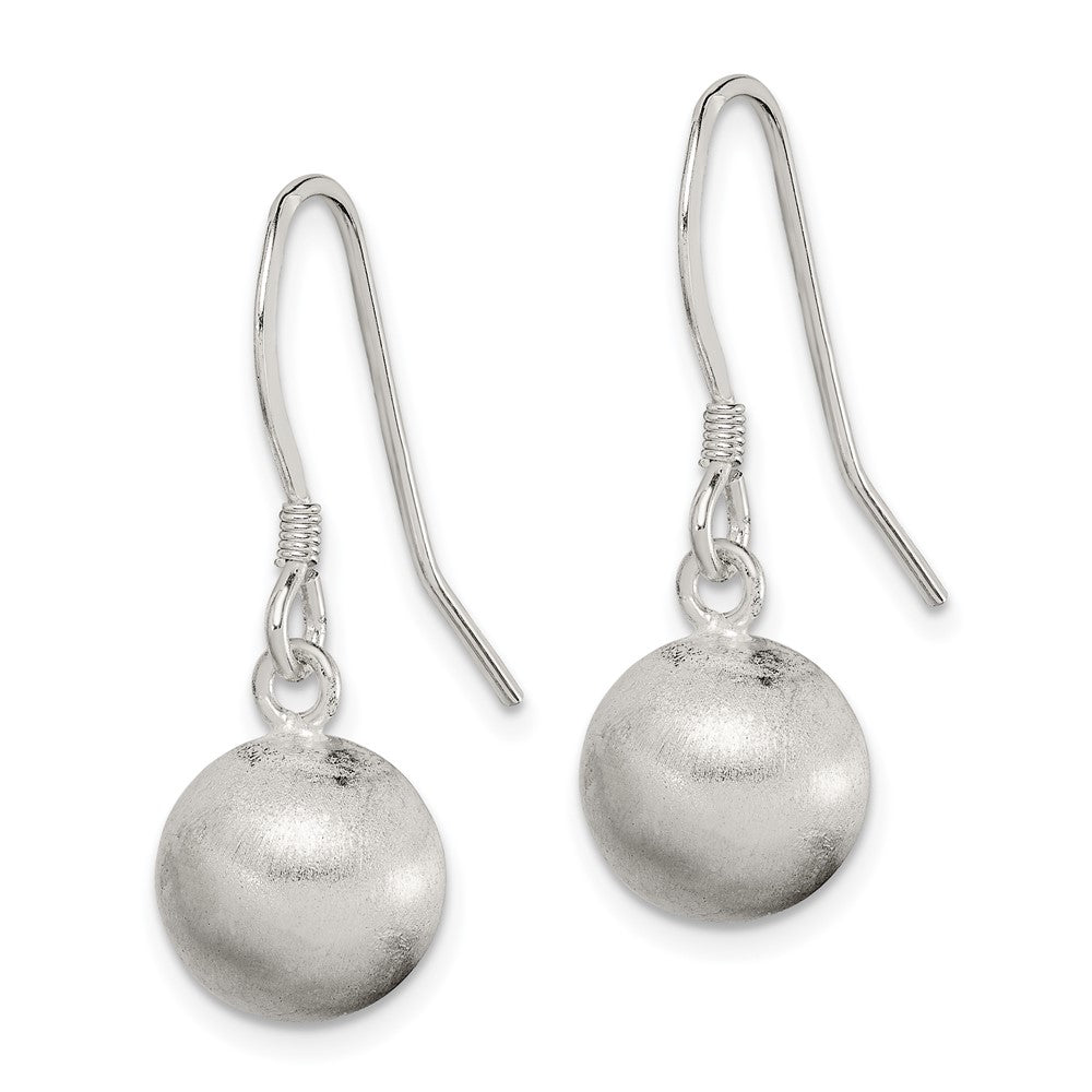 Sterling Silver Polished Laser-cut Ball Shepherd Hook Earrings