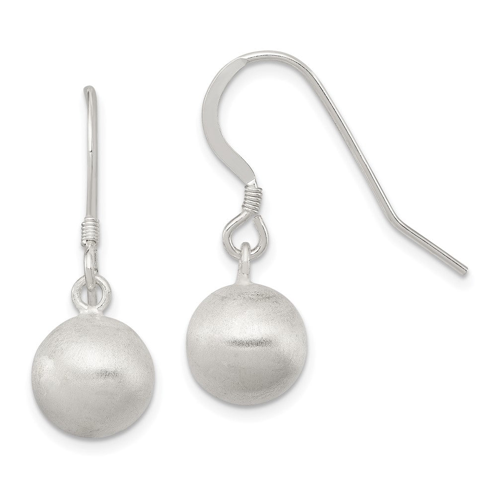 Sterling Silver Polished Laser-cut Ball Shepherd Hook Earrings