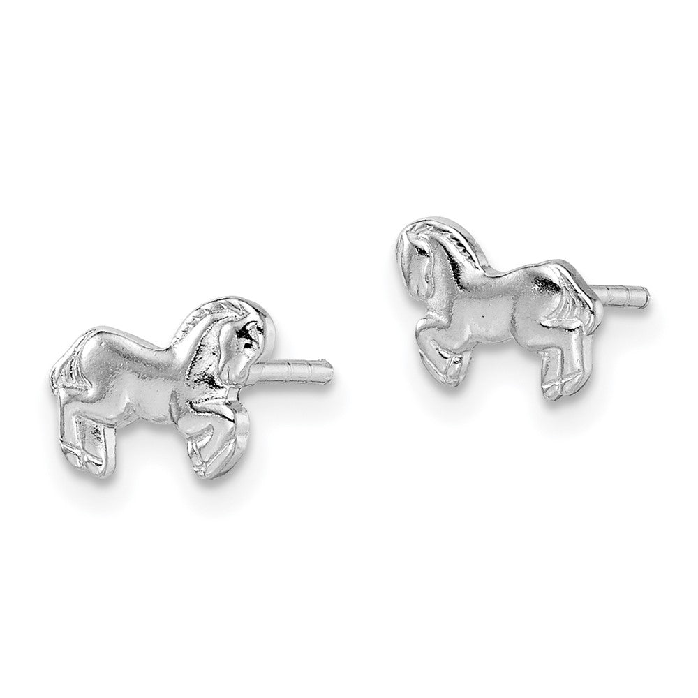 Sterling Silver Rhodium-plated Horse Post Earrings