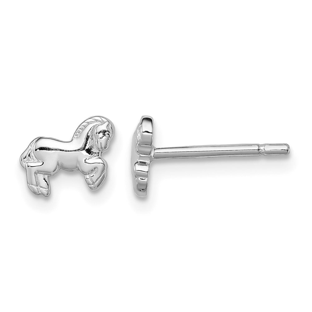Sterling Silver Rhodium-plated Horse Post Earrings