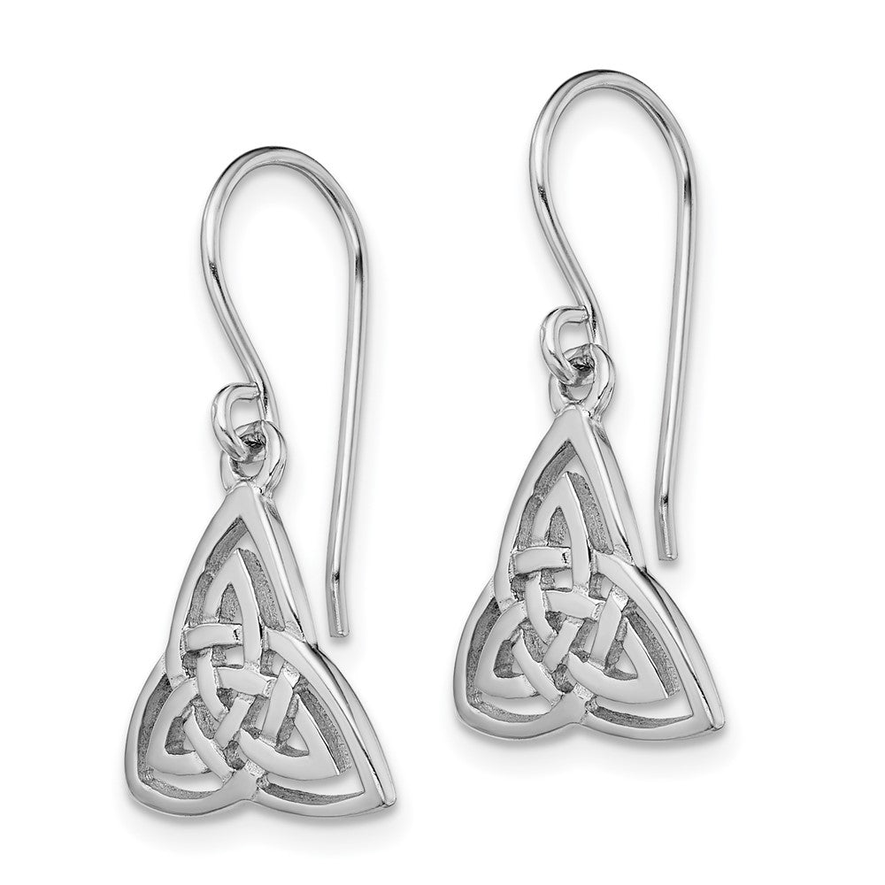 Sterling Silver Rhodium-plated Polished Celtic Knot Dangle Earrings