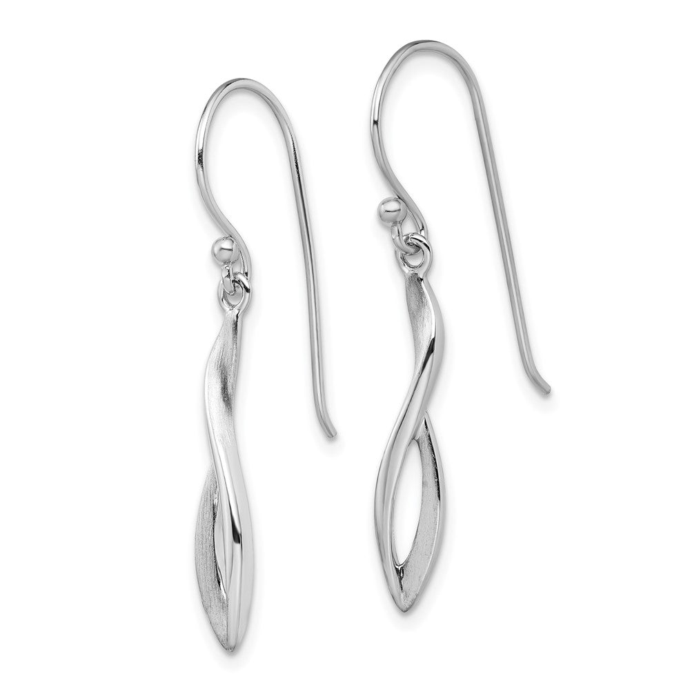 Sterling Silver Rhodium-plated Polished Twisted Design Dangle Earrings