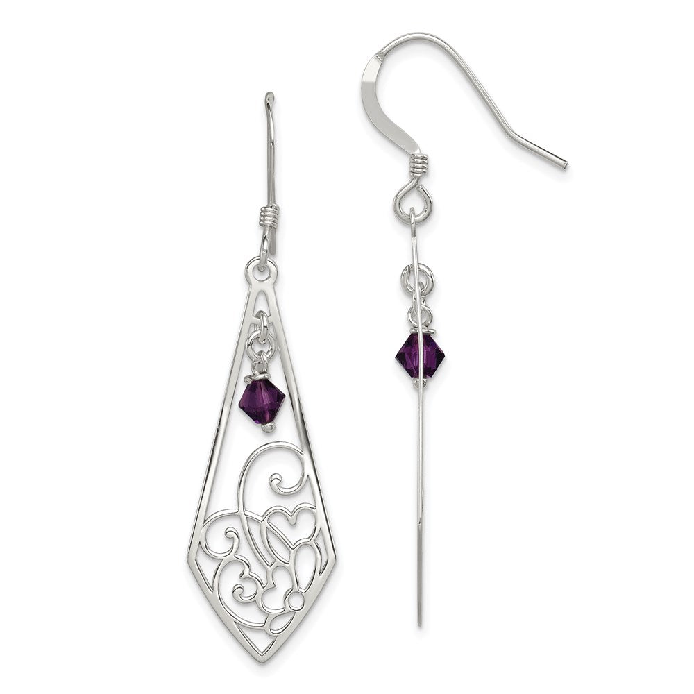 Sterling Silver Antiqued Amethyst Shepherd Hook Earrings