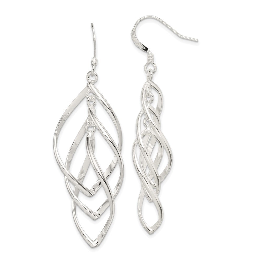 Sterling Silver Polished & Twisted Dangle Earrings