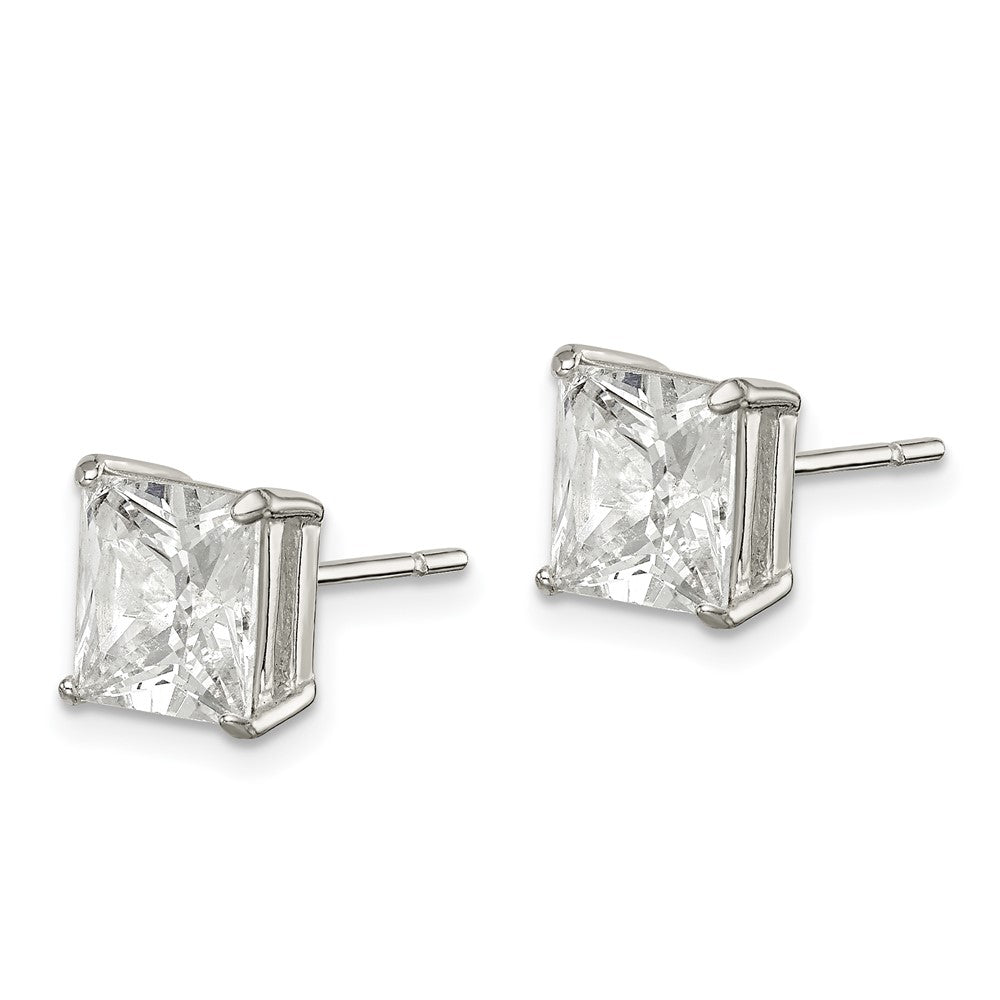 Sterling Silver Polished Princess CZ Stud Earrings