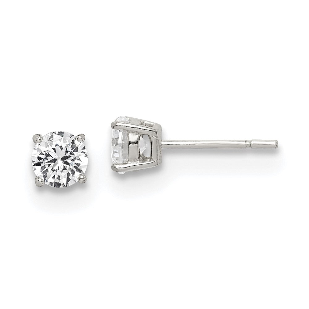 Sterling Silver Polished Round CZ Stud Earrings