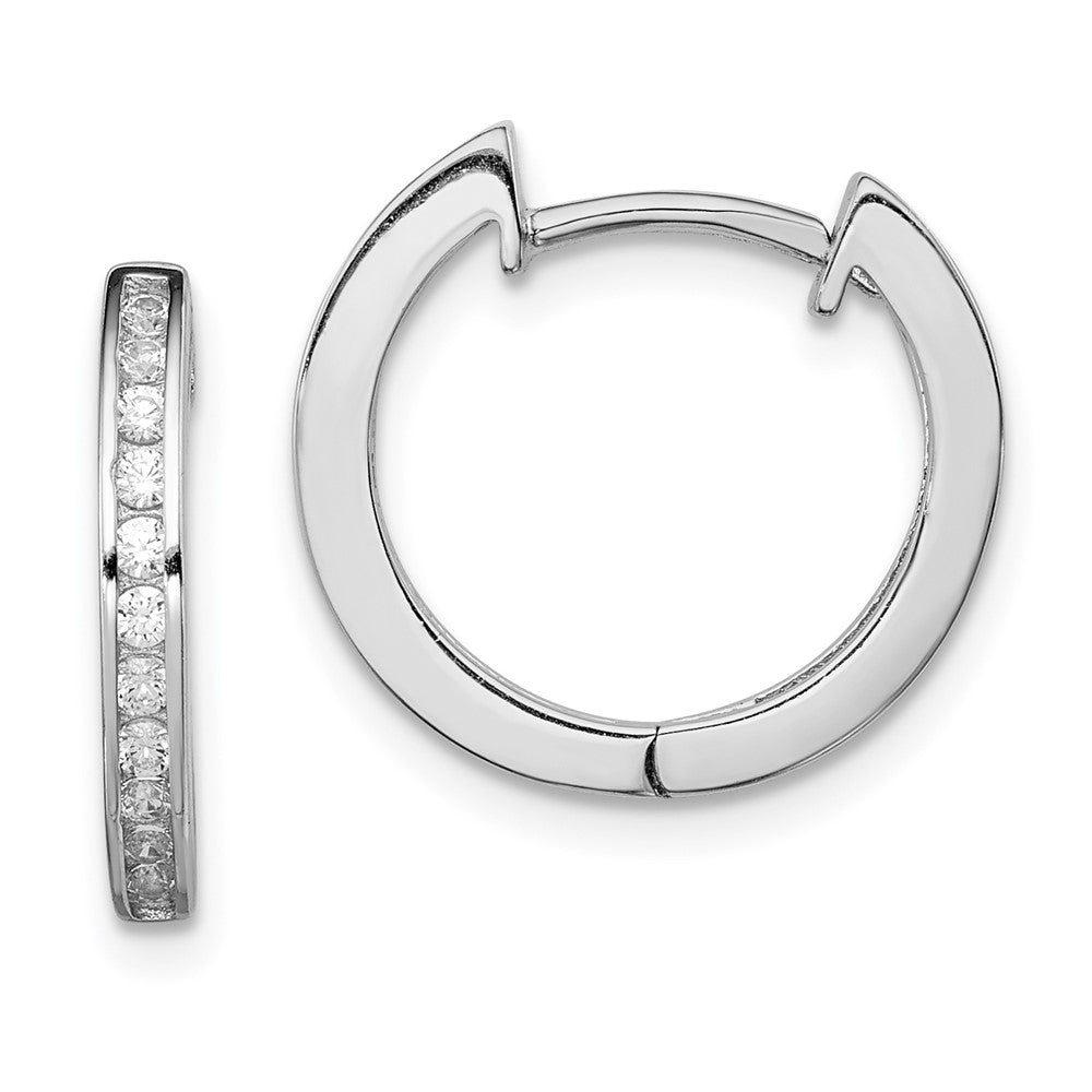 Sterling Silver Rhodium-plated In/Out Pav¬Ç Hinged Hoop Earrings