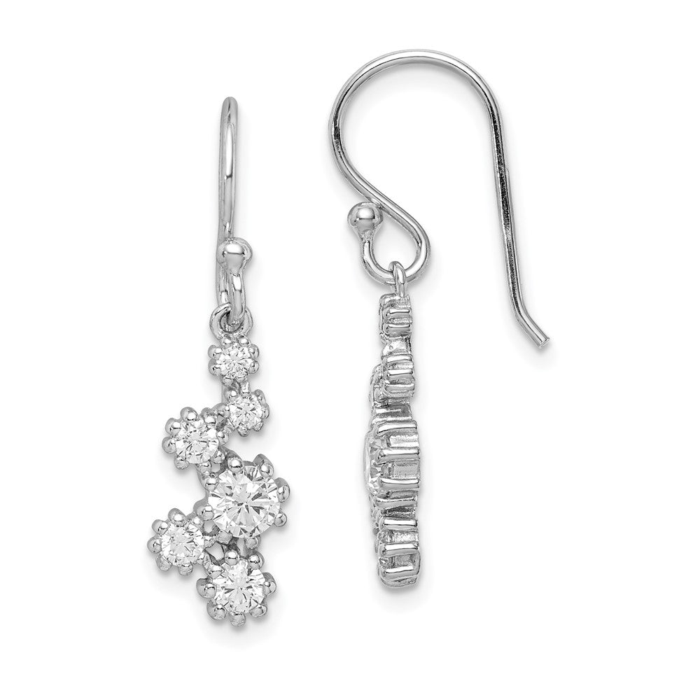 Sterling Silver Rhodium-plated Polished CZ Journey Dangle Earrings