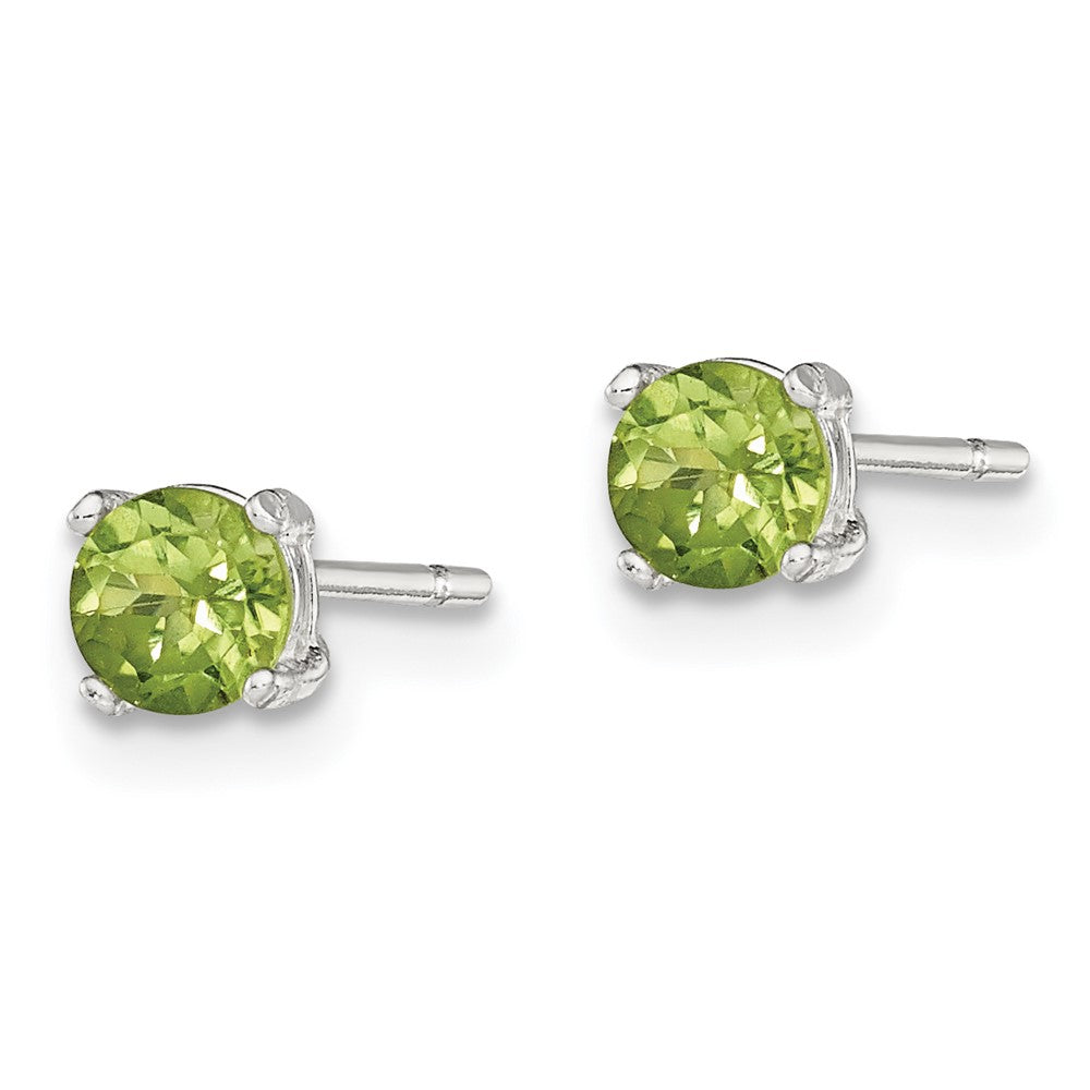 Sterling Silver Polished Round Light Green CZ Stud Earrings