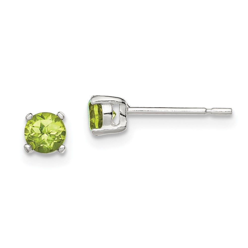Sterling Silver Polished Round Light Green CZ Stud Earrings