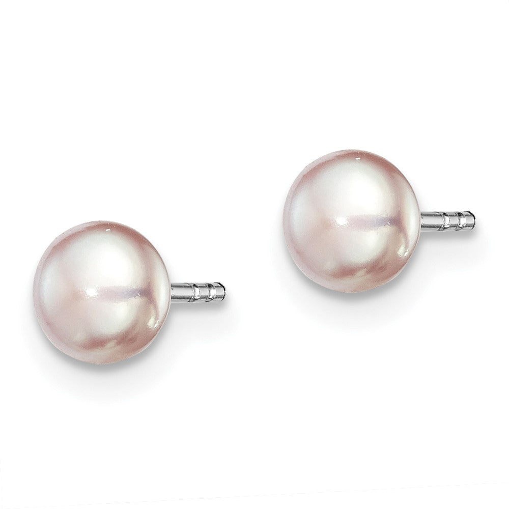 Sterling Silver Rhodium-plated 4- Purple Button Freshwater Cultured Pearl Post Earrings